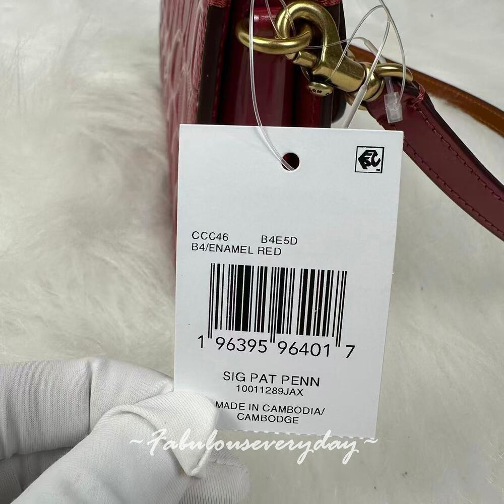 Coach Penn Shoulder Bag In Signature Leather/Gold/Red CCC46 NWT - Picture 7 of 10